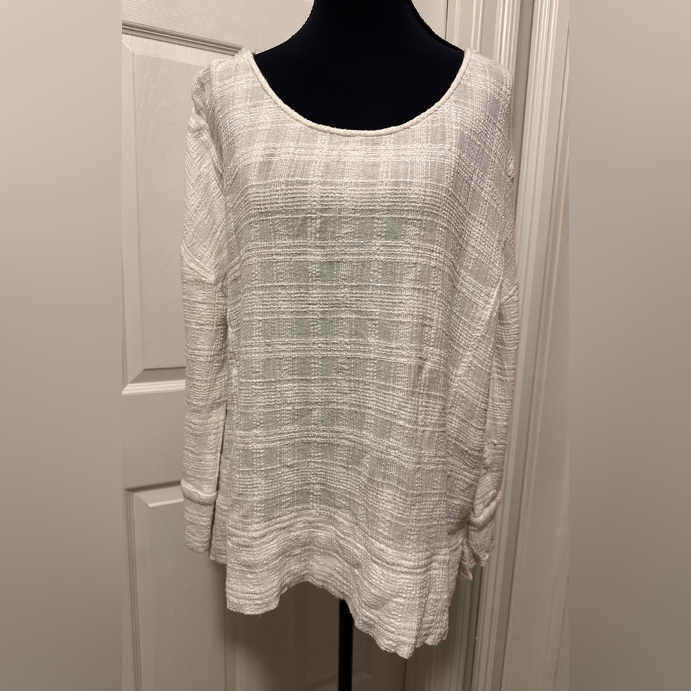 Soft Surroundings Cream Boxy Long Sleeve Blouse